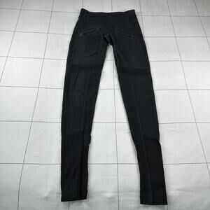 Lululemon Leggings Womens 2 Gray Heathered Ribbed Ankle Zip Pockets Athletic Gym
